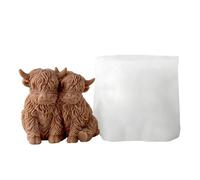 3D Cow Figurine Candle Mold - Silicone 6.3*7*8cm 3D Reusable Silicone Cute Home Decor - Animal Casting Mold | For Thanksgiving Holiday Birthday Party Offices Home Room Desk Desktop Weekday School Cand