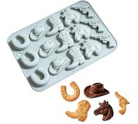 3D Cowboy Hat Silicone Mold, Autumn Theme Chocolate Candy Maker, Light Grey Cowboy Theme Hat Craft Mold for DIY Gifts (Blue)