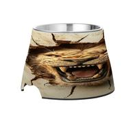 3D Cracked Hole Angry Animal Lion Feeder Dogs Bowls Elevated Stainless Steel Pets Feeding Bowl for Dogs Cats Rabbits Birds Whisker Fatigue