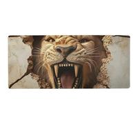 3D Cracked Hole Angry Mouse Lion unwashable Long Mouse pad for Desk Convenient Large Gaming Mousepad 31.5 x 11.8in
