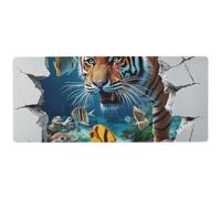 3D Cracked Hole Mouse Tiger Underwater Modern Personalized Mouse pad for desks Thin Computer Mouse mat 31.5 x 11.8in