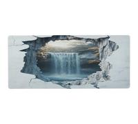 3D Cracked Marble Hole Waterfall Long Big Mouse pad for Work Large Anime Mousepad 31.5 x 11.8in