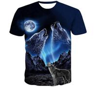 3D Crew Neck Short Sleeve Breathable t-Shirt with Cool Graphics, Street Hip hop Art (4XL, Wolf)