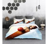 3D Cricket Duvet Cover Set Double Size Kids Teens Adults Ball Double Bedding Quilt Cover Sets Cricket Printed Ultra Soft 3pcs Bedroom Comforter Covers with Zipper a.1089