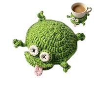 3D Crochet Animal Coaster Set Felt Knitted Cup Mat Frog Mouse Turtle Wool Polyester Drink Pad 10cm Table Guard Coffee Tea Mug Home Kitchen Desk Ornament Gift | Handmade Cute Coaster