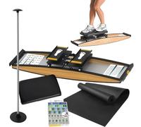 3D Cross Trainer Ski Machine, Indoor Simulation Ski Rowing Aerobic Equipment with Mute Rubber Rollers, for Endurance and Balance Training