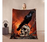 3D Crow Throw Blanket 100x130cm Microfiber Fleece Ultra Super Soft Fleece Cozy Plush Warm Retro Bird Flannel Blanket All Season Bedding for Bed Couch Travel（MXX 3-3）