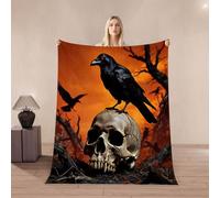 3D Crow Throw Blanket 200x200cm Microfiber Fleece Ultra Super Soft Fleece Cozy Plush Warm Retro Bird Flannel Blanket All Season Bedding for Bed Couch Travel（MXX 5-3）