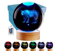 3D Crystal Ball Lamp with Lifelike LED Bear, 16 Color Changing Light, Dimmable Remote Control