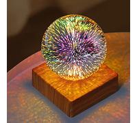 3D Crystal Ball LED Nit Lamp, LED Firework Nit Lit Romantic sk Lamp Crystal Glass Ball corative Lamp th Wood Base for Gifts & cor, Gift for Friend and Faly