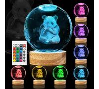 3D Crystal Ball Night Light 16 Colours Panda Lamp 80 mm USB Panda Lamp Glass Ball with Wooden Base Snow Globe Glass Laser Engraving Gift for Women Children Friends Family