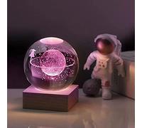 3D Crystal Ball Night Light Decor Lamp, Creative Night Scene Astronomy 3D Luminous Night Light with USB Charging Wooden Base, Moon Crystal Ball for Party Dinner Bedroom Christmas Décor (Star Walk)