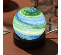 3D Crystal Ball Night Light - Moon & Solar System Design with Wooden Base, 3-Color Temp Dimmable LED, for Living Room & Office, Great Gift for Christmas & Birthdays