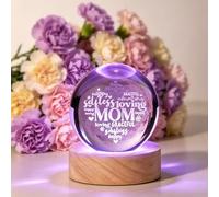 3D Crystal Ball Night Lights 6cm Crystal Globe Love Mum Glass Ball Light with LED Lamps Wood Base Auto-colour Change Desk Lamp Decor for Home Office Gifts for Mom on Mother's Day Birthday Thanksgiving
