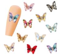 3D Crystal Butterfly Nail Charms，UHOMENY 20pcs 10 Colours Nail Art Rhinestone Butterflies Shape Charms Nail Gems Butterfly Decorations for Women Girls Nail Art Supplies Nail Jewelry Accessories