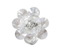 3D Crystal Flower Statement Ring for Women Teens Silvery Chunky Cherry Blossom Adjustable Open Wrap Finger Rings Comfort Fit Delicate Wedding Holiday Party Jewelry Gift