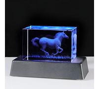 3D Crystal Gift Engraved Horse Figurine Ornament with LED Stand Birthday Horse Gifts for Animal Lovers Women Girls