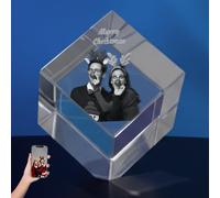 3D Crystal Photo, Personalised Memorial Frame for Mom, Dad, Wife, Men, Loved One, Rectangle 3D Laser Etched Crystal, Cube Custom Glass Picture for Birthday Anniversary Sympathy