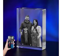3D Crystal Photo, Personalised Memorial Frame for Mom, Dad, Wife, Men, Loved One, Rectangle 3D Laser Etched Crystal, Cube Custom Glass Picture for Birthday Anniversary Sympathy