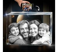 3D Crystal Photo, Personalised Memorial Frame for Mom, Dad, Wife, Men, Loved One, Rectangle 3D Laser Etched Crystal, Cube Custom Glass Picture for Birthday Anniversary Sympathy