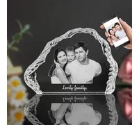 3D Crystal Photo, Personalized Crystal Photo Frame, Customized Engraved with Your Own Photo Gift, Personalized Customized Anniversary Birthday Wedding Gifts for Family Friends Lovers