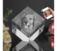 3D Crystal Photo, Personalized Cube Crystal Photo Frame, Customized Engraved with Your Own Photo Gift, Personalized Customized Christmas, Daddy, Mother Gifts for Him/Her, Women, Men, Mom, Dad