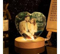 3D Crystal Photo Personalized Customized Gifts 3D Picture in Crystal with Light Base Christmas Gifts for Mom, Dad, Men, Women, Xmas Gifts, Custom Picture Gifts with Your Own Photo