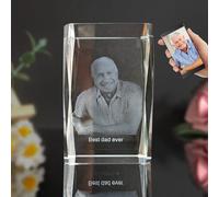3D Crystal Photo, Personalized Rectangle Crystal Photo Frame, Customized Engraved with Your Own Photo Gift, Personalized Customized Christmas, Daddy, Mother Gifts for Him/Her, Women, Men, Mom, Dad