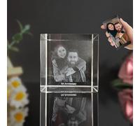 3D Crystal Photo, Personalized Square Crystal Photo Frame, Customized Engraved with Your Own Photo Gift, Personalized Customized Anniversary Birthday Wedding Gifts for Family Friends Lovers