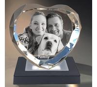 3D Crystal Photo personalized with Your image Customized 3D Laser Etched Picture Frame Memorial Wedding Anniversary her women wife Girlfriend Christmas Gifts (Heart, Large)