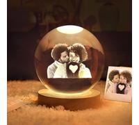 3D Crystal Photo with Light Base | Personalized Gifts Glass Laser Etched & Engraved Photo for Dad, Mom, Women, Anniversary, Valentine Gifts (8CM)