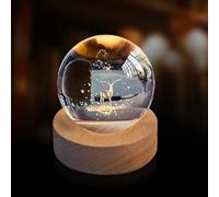 3D Crystal Wapiti Ball Figurine Feng Shui Office Decorative Storm Glass Ball Balls Ornaments Animal Wapiti Statue Crafts (80mm)