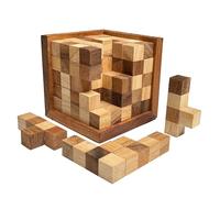 3D Cube Wooden Puzzle, brain-teaser IQ games Age 3+