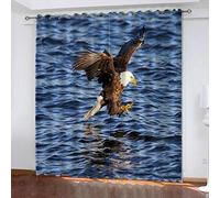 3D Curtains For Bedroom - Animal Eagle 140(W) X 160(H) Cm Room Darkening Eyelet Thermal Insulated Change Printed Curtains Curtains, Two Panels Suitable For Bedroom/Hotel