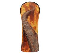 3D Curved Stone Bridge Burning Fire Head Covers for Golf Clubs Premium Leather Accessories with Number Tag for Driver Fairway Hybrid Wood