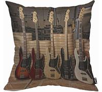 3D Cushion Covers Guitar Cushion Covers 50x50 cm Music Square Pillowcases Set of 4 Decorative Throw Pillow Cases 20x20 Inch for Living Room Sofa Couch Bed Pillow Cases 4 Pack E1941