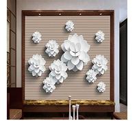 3D Custom Wallpapers Chinese Style Mural Flowers Photo Wall Papers Stripe Background Walls Murals for Living Room Home Decor -200X140cm