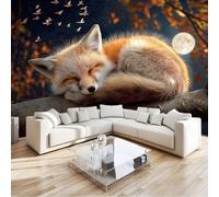 3D Cute Fox Moonlit Night Flying Birds Non-Woven Wallpaper Mural 300 x 210 cm, Blue Large Wall Coverings, Paste the Wall for Girls Boy Bedroom Nursery Teenagers Playroom Home Decor