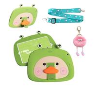 3D Cute Frog Duck Case for iPad 9th/8th/7th 10.2 inch,Kawaii Cartoon Character Frog Duck Soft Silicone Stand Case with Lanyard for Kids Teens Girls Women