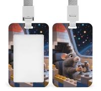 3D Cute Guinea Pig Badge Holder Vertical ID Badge Holder with Lanyard, Durable ABS Plastic - Waterproof Name Tag for Office, Teacher& Nurses