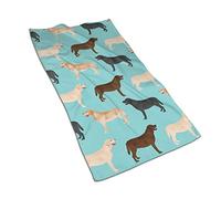 3D Cute Labradors Yellow Chocolate Black Lab Pet Dogs Soft Guest Hand Towel Bath towel Dishcloth for Home Bathroom Sport Kitchen (27.5" X 15.7")