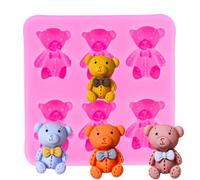 3D Cute Sitting Teddy Bear Doll with Bow Silicone Mold for Making Candy Desserts Gum Paste Pudding Crystal Cupcake Cake Topper Decor Soap Mould Ice Cube Fondant Jelly Shots Chocolate Pendant Charms