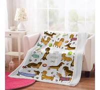3D Dachshund Throw Blanket 130x150cm Microfiber Fleece Ultra Soft Cozy Plush Warm Animals Dogs Sherpa Blanket All Season for Home Couch Bed Chair Travel（Pattern 2-19）