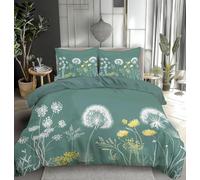 3D Dandelion King Size Duvet Cover Sets Dandelion Pattern Bedding Sets King Size Soft Breathable Microfibre Quilt Cover 220 x 230 with Zipper Closure and 2 Pillowcases B-2553