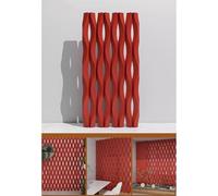 3D Decorative Room Divider PU Privacy Screen DoubleSided Art Background Wall for Entryway & Living Room Stylish Partition (Red)