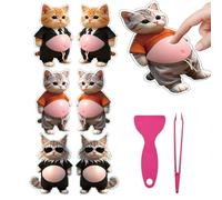 3D Decorative Stickers - 6 Pieces 3D Funny Fidget Games | Cartoon Animals Decorations | for Notebooks Textbooks Pencil Cases Tablets Cups Kindergarten Party Creation