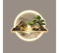 3D Decorative Wall Art with LED Lighting, Flowing Water Landscape Design for Feng Shui, Ideal for Entrance Areas and Living Rooms