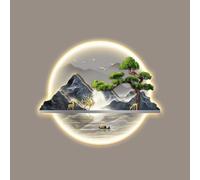 3D Decorative Wall Art with LED Lighting, Flowing Water Landscape Design for Feng Shui, Ideal for Entrance Areas and Living Rooms