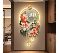 3D Decorative Wall Clock with LED Light, Silent Operation, Temperature and Date Display for Home and Office