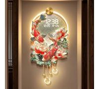 3D Decorative Wall Clock with LED Light, Silent Operation, Temperature and Date Display for Home and Office
